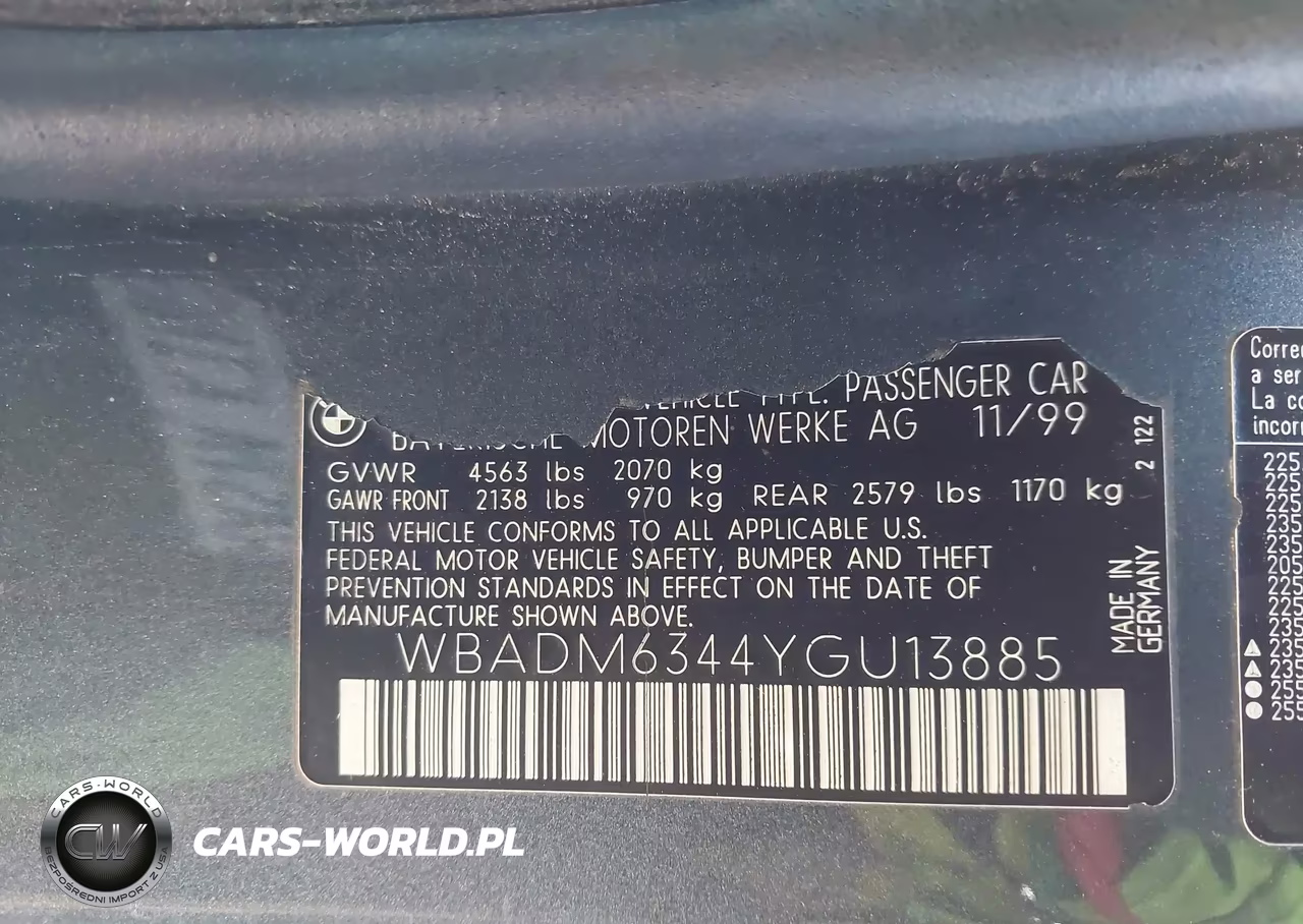 2000 BMW 528Ia VIN:WBADM6344YGU13885 - 9