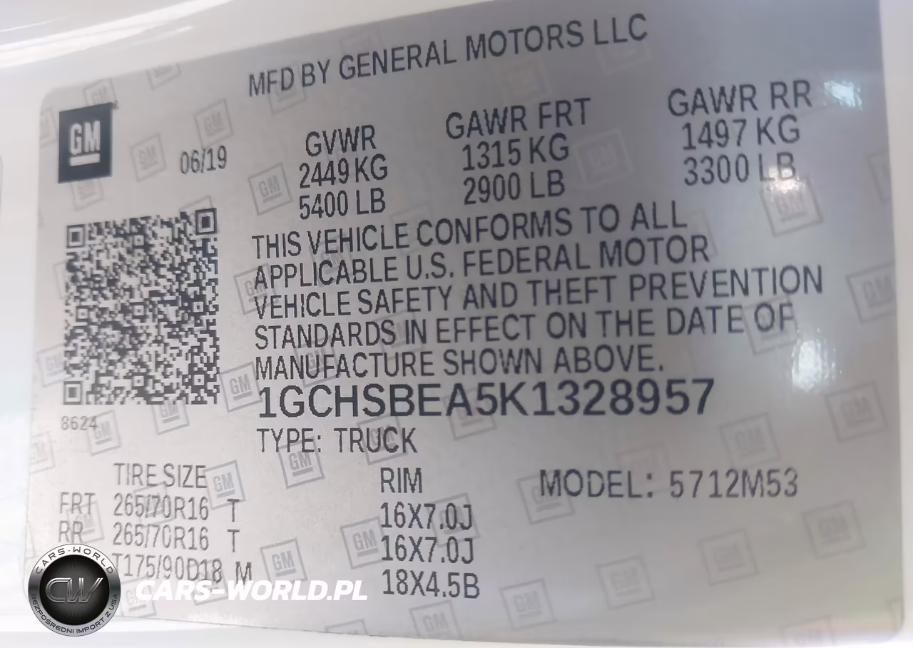 2019 Chevrolet Colorado Wt VIN:1GCHSBEA5K1328957 - 9