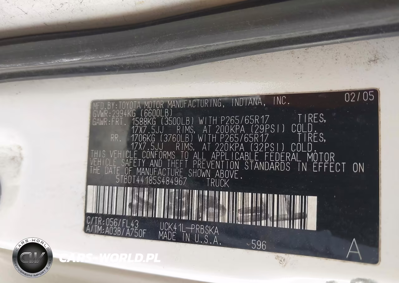 2005 Toyota Tundra Sr5 V8 VIN:5TBDT44185S484967 - 9