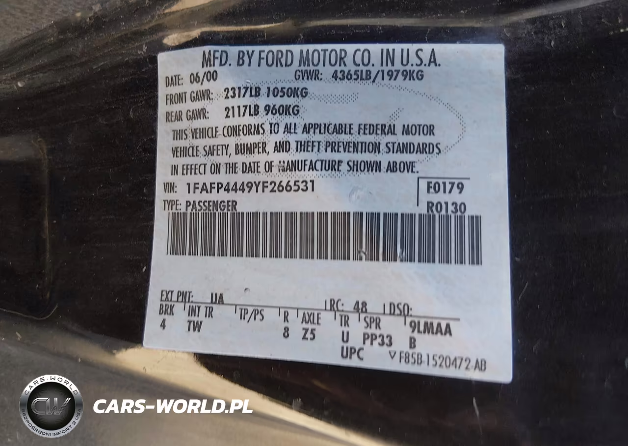 2000 Ford Mustang VIN:1FAFP4449YF266531 - 9
