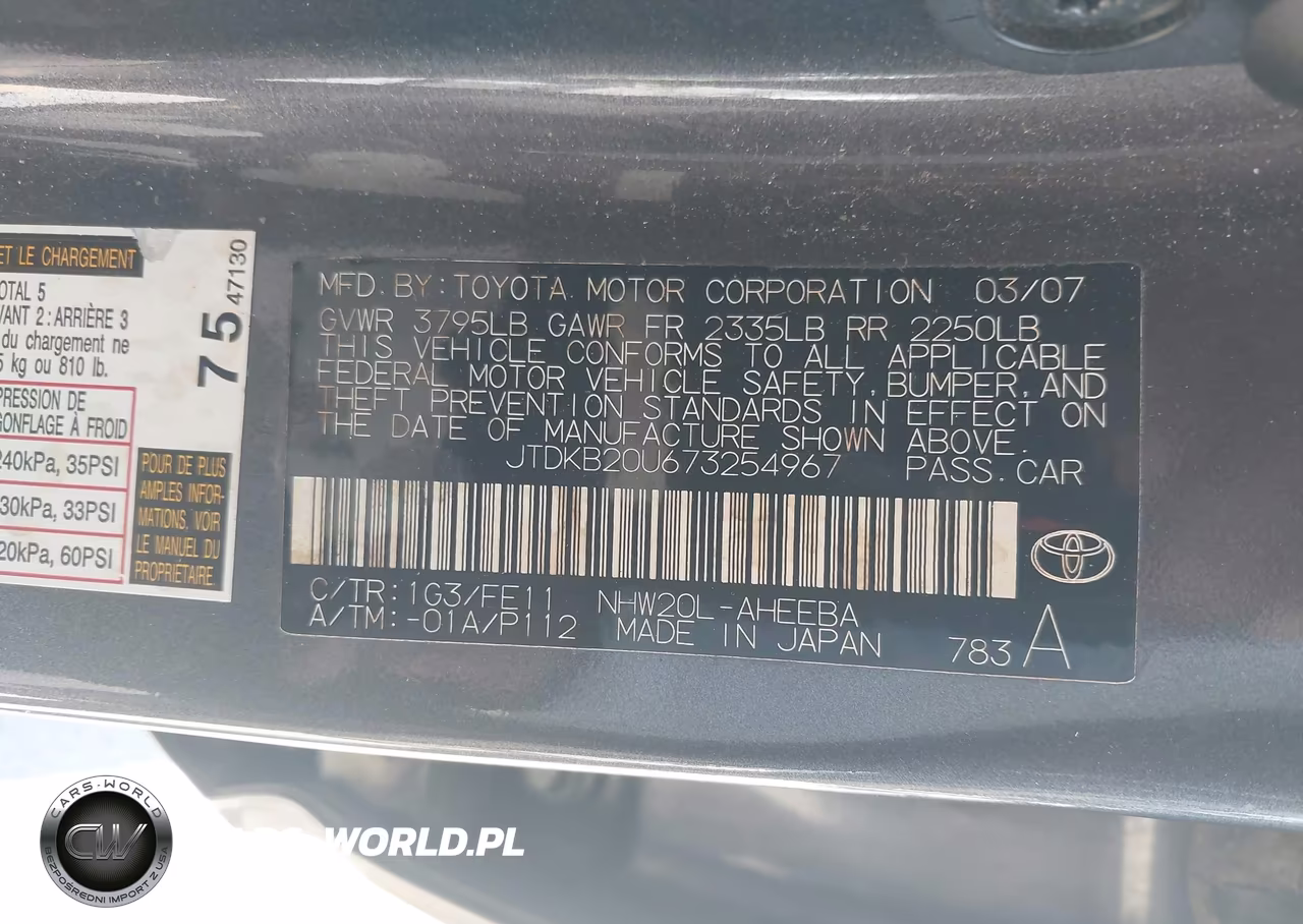 2007 Toyota Prius VIN:JTDKB20U673254967 - 9