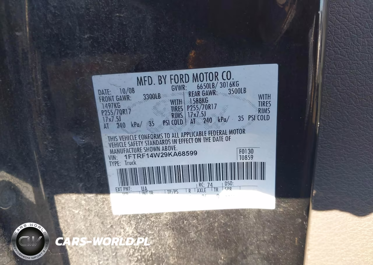 2009 Ford F-150 Stx VIN:1FTRF14W29KA68599 - 9