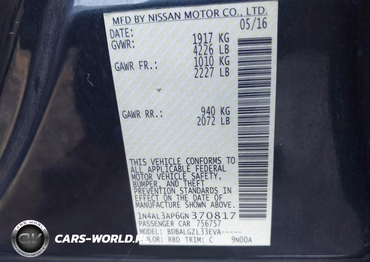 2016 Nissan Altima 2.5 S VIN:1N4AL3AP6GN370817 - 9
