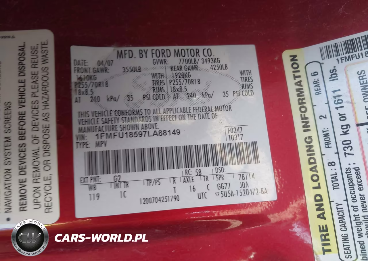 2007 Ford Expedition Eddie Bauer VIN:1FMFU18597LA88149 - 9