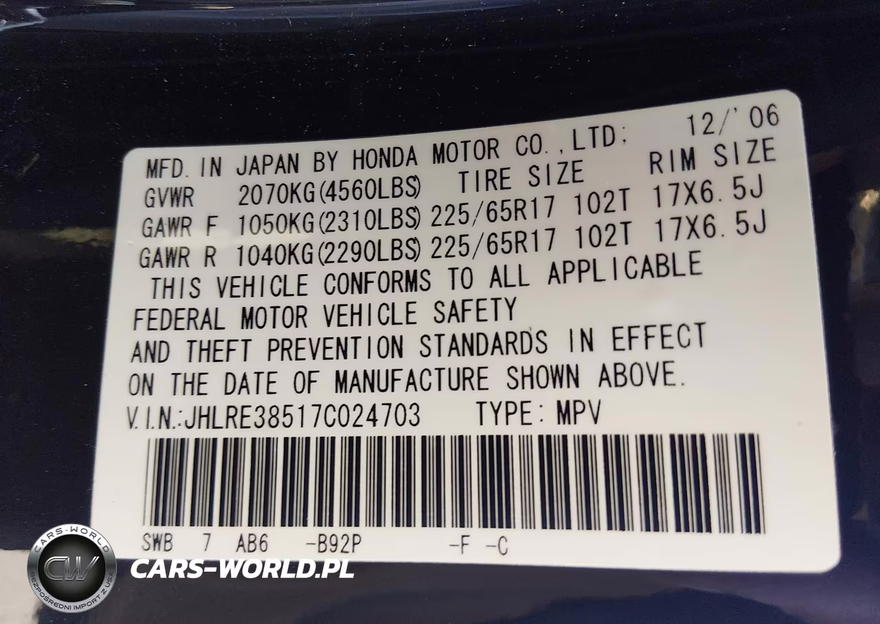 2007 Honda Cr-V Ex VIN:JHLRE38517C024703 - 9