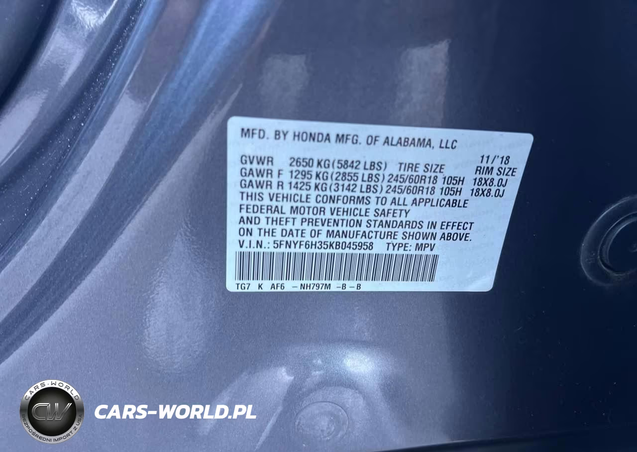 2019 Honda Pilot Ex VIN:5FNYF6H35KB045958 - 9
