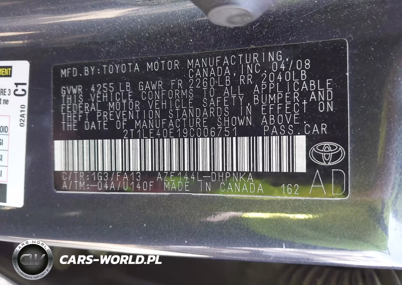 2009 Toyota Matrix S VIN:2T1LE40E19C006751 - 9
