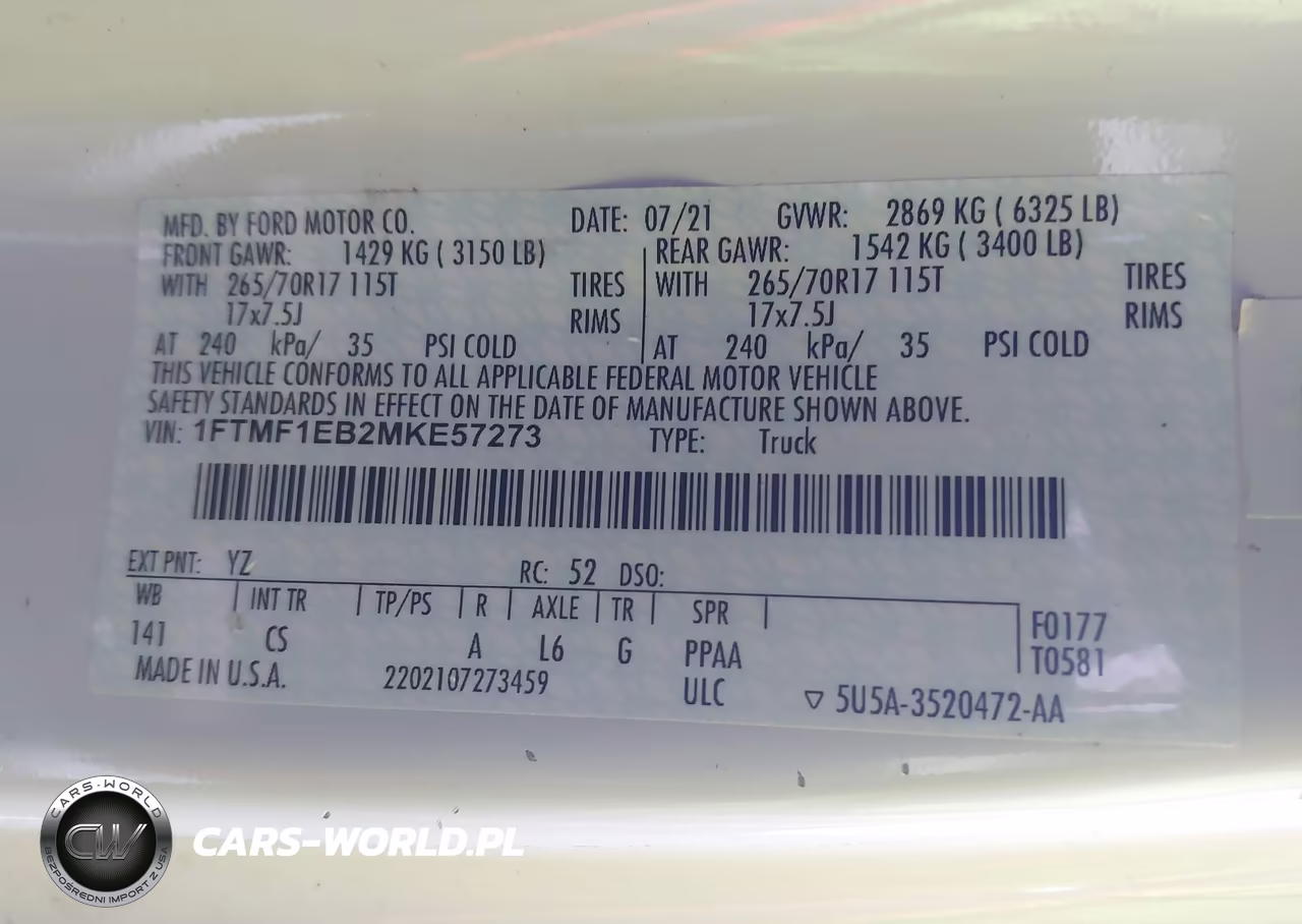 2021 Ford F-150 Xl VIN:1FTMF1EB2MKE57273 - 9