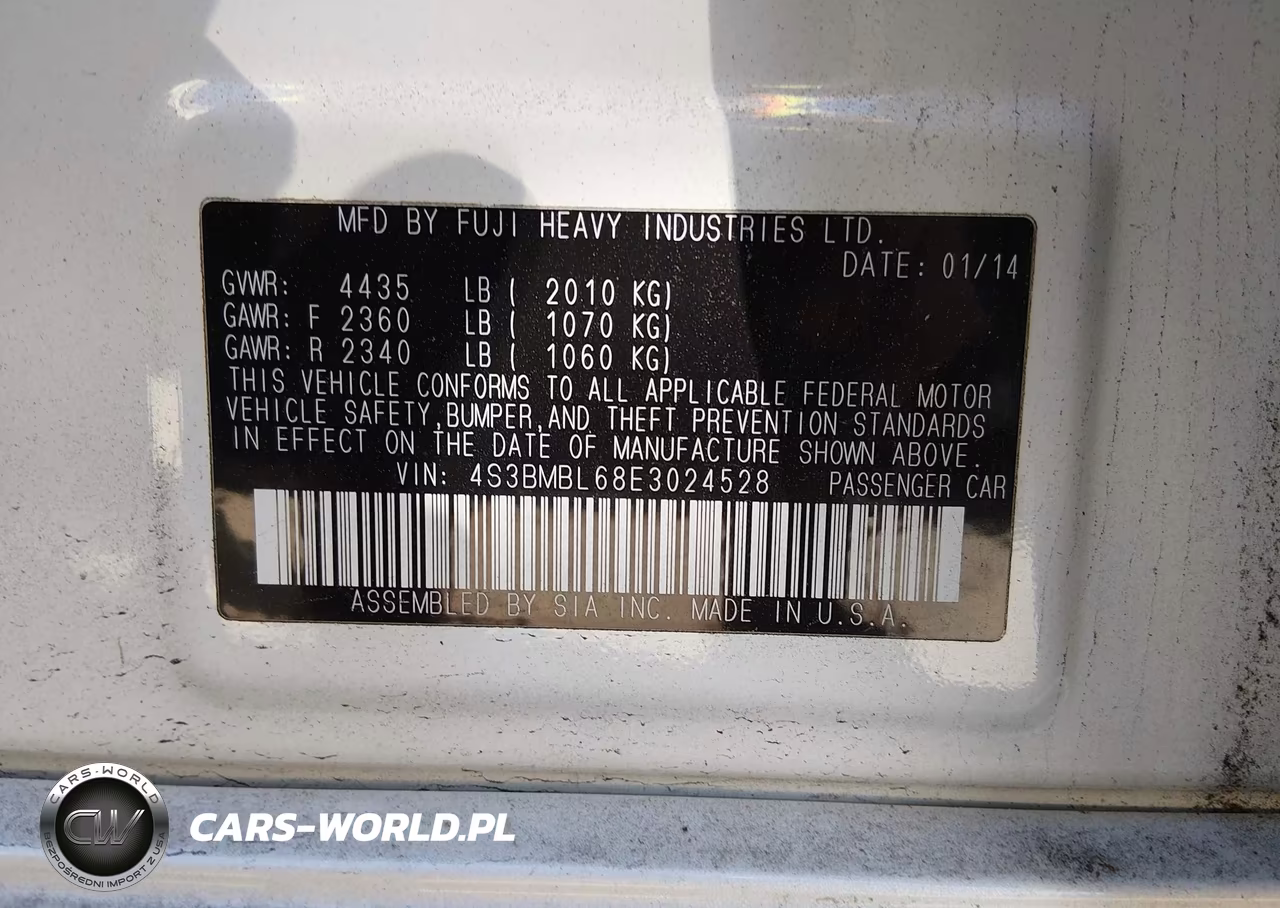 2014 Subaru Legacy 2.5I Limited VIN:4S3BMBL68E3024528 - 9