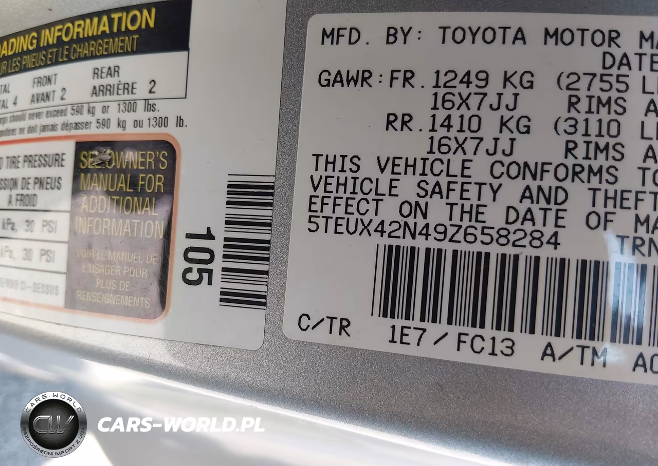 2009 Toyota Tacoma VIN:5TEUX42N49Z658284 - 9