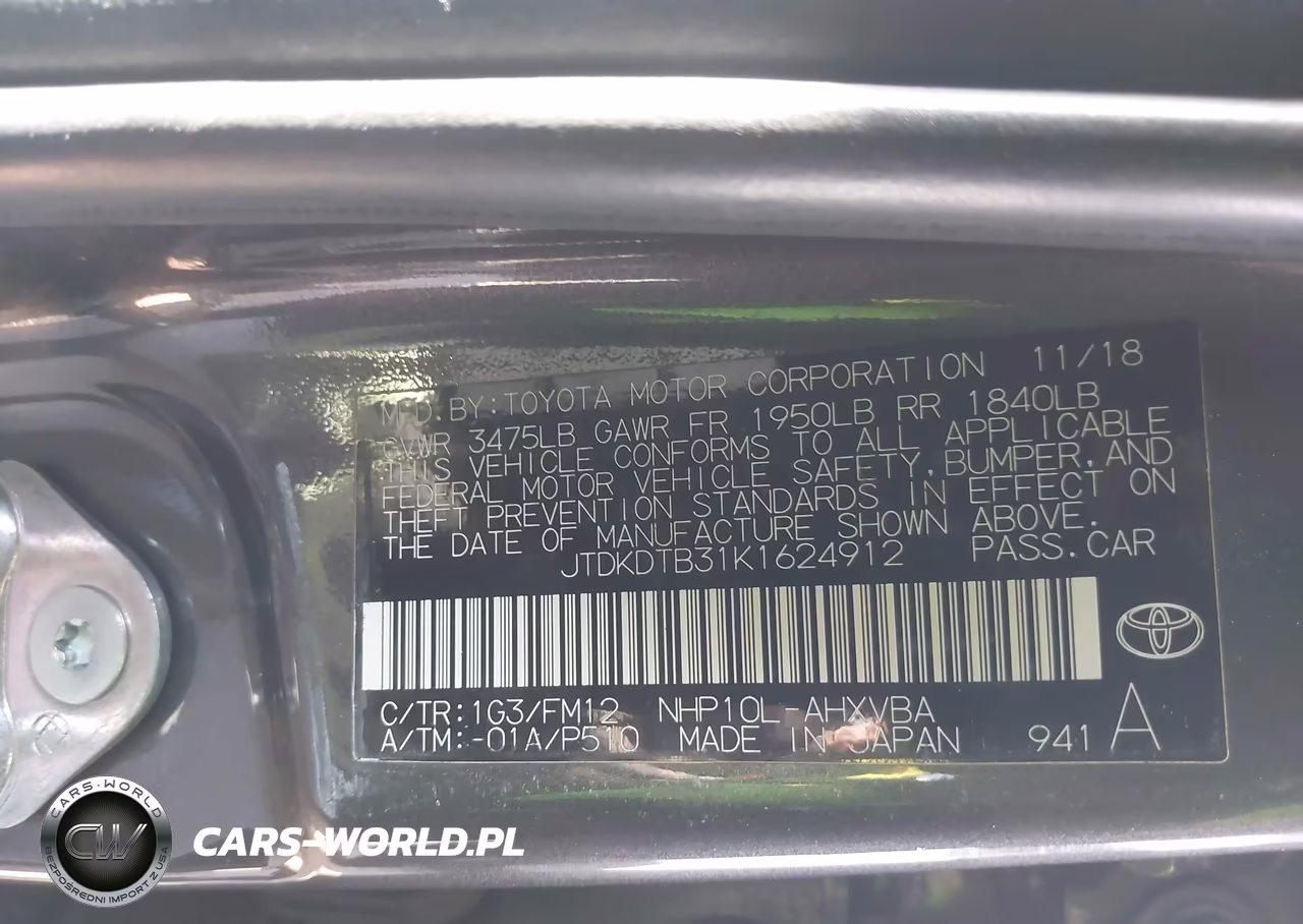 2019 Toyota Prius C L VIN:JTDKDTB31K1624912 - 9