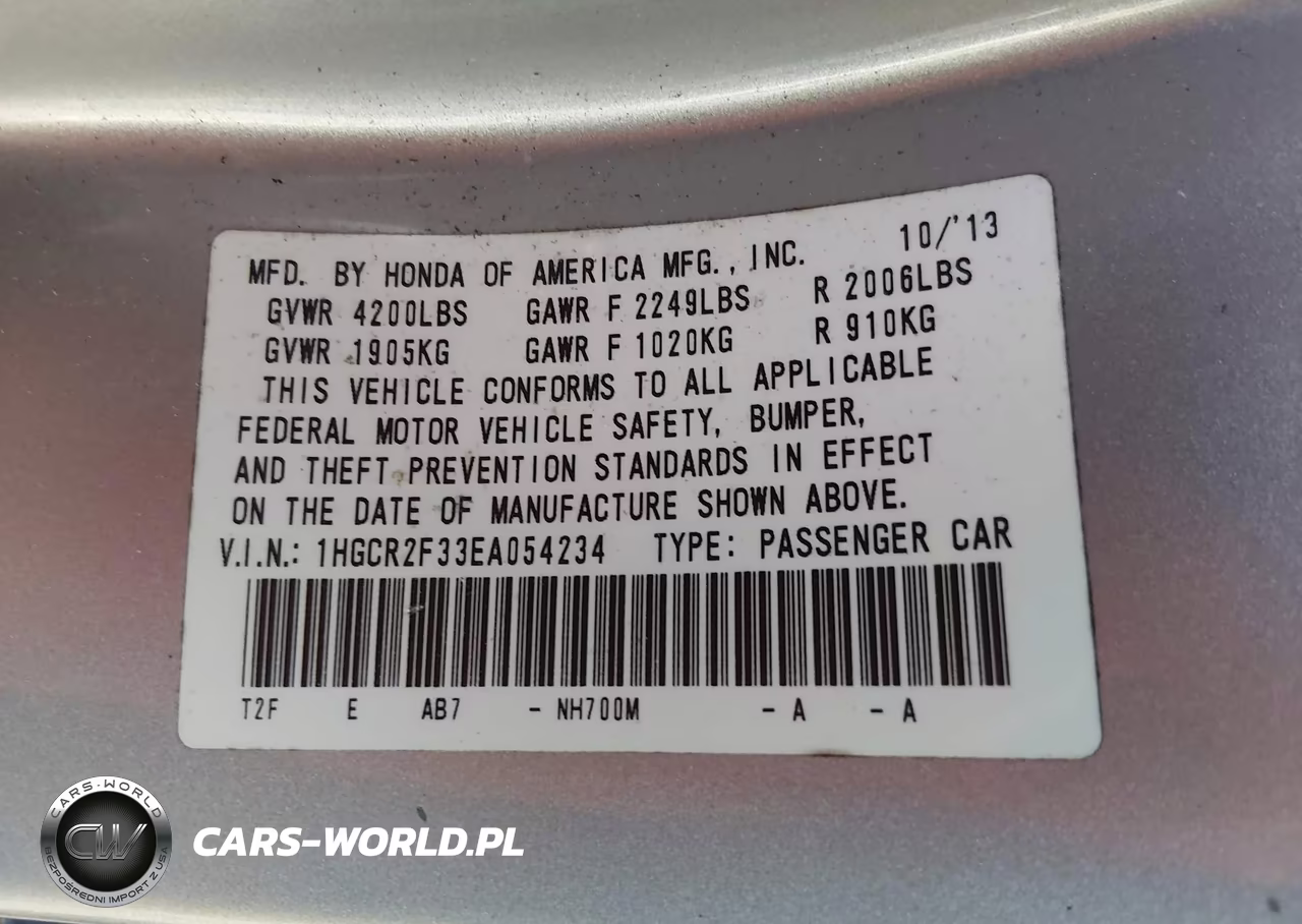 2014 Honda Accord Lx VIN:1HGCR2F33EA054234 - 9