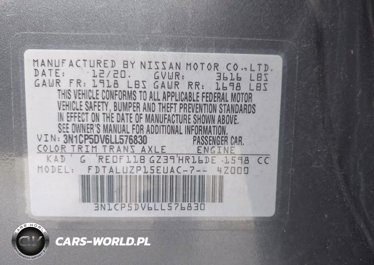 2020 Nissan Kicks Sr Xtronic Cvt VIN:3N1CP5DV6LL576830 - 9