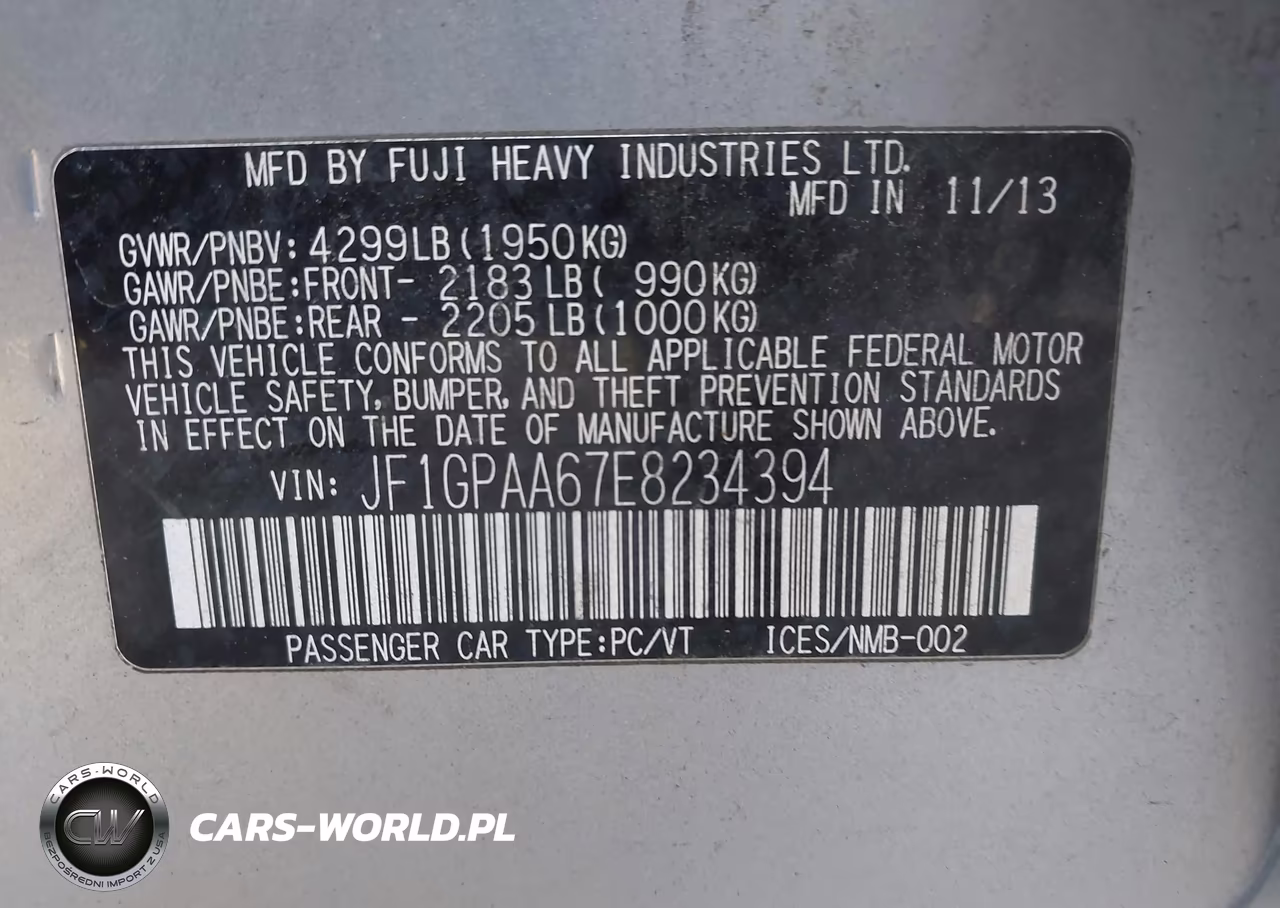 2014 Subaru Impreza 2.0I VIN:JF1GPAA67E8234394 - 9