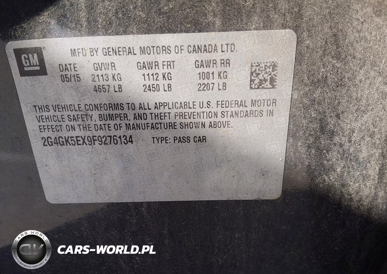 BUICK REGAL VIN:2G4GK5EX9F9276134 - 9