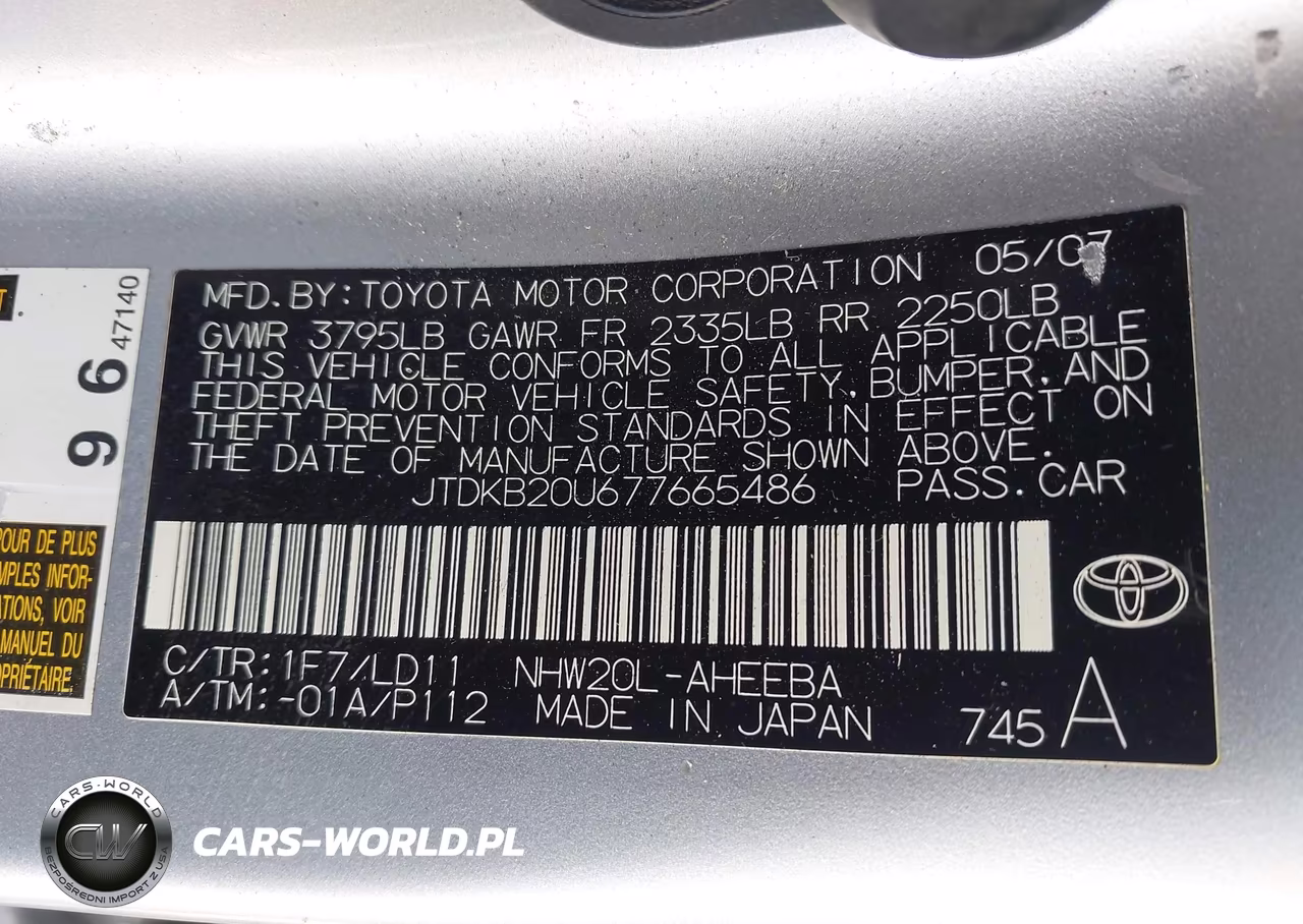 2007 Toyota Prius Touring VIN:JTDKB20U677665486 - 9