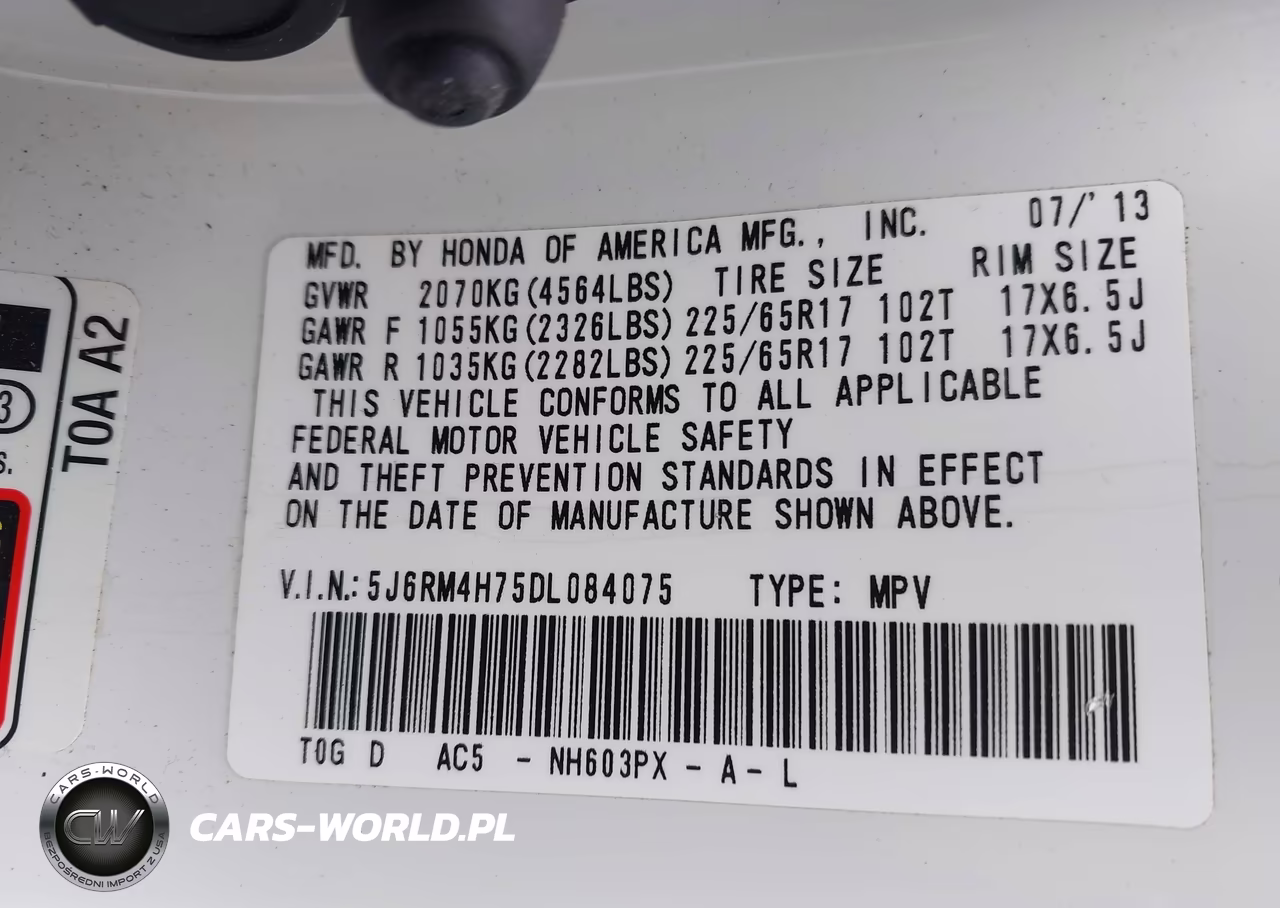 2013 Honda Cr-V Ex-L VIN:5J6RM4H75DL084075 - 9