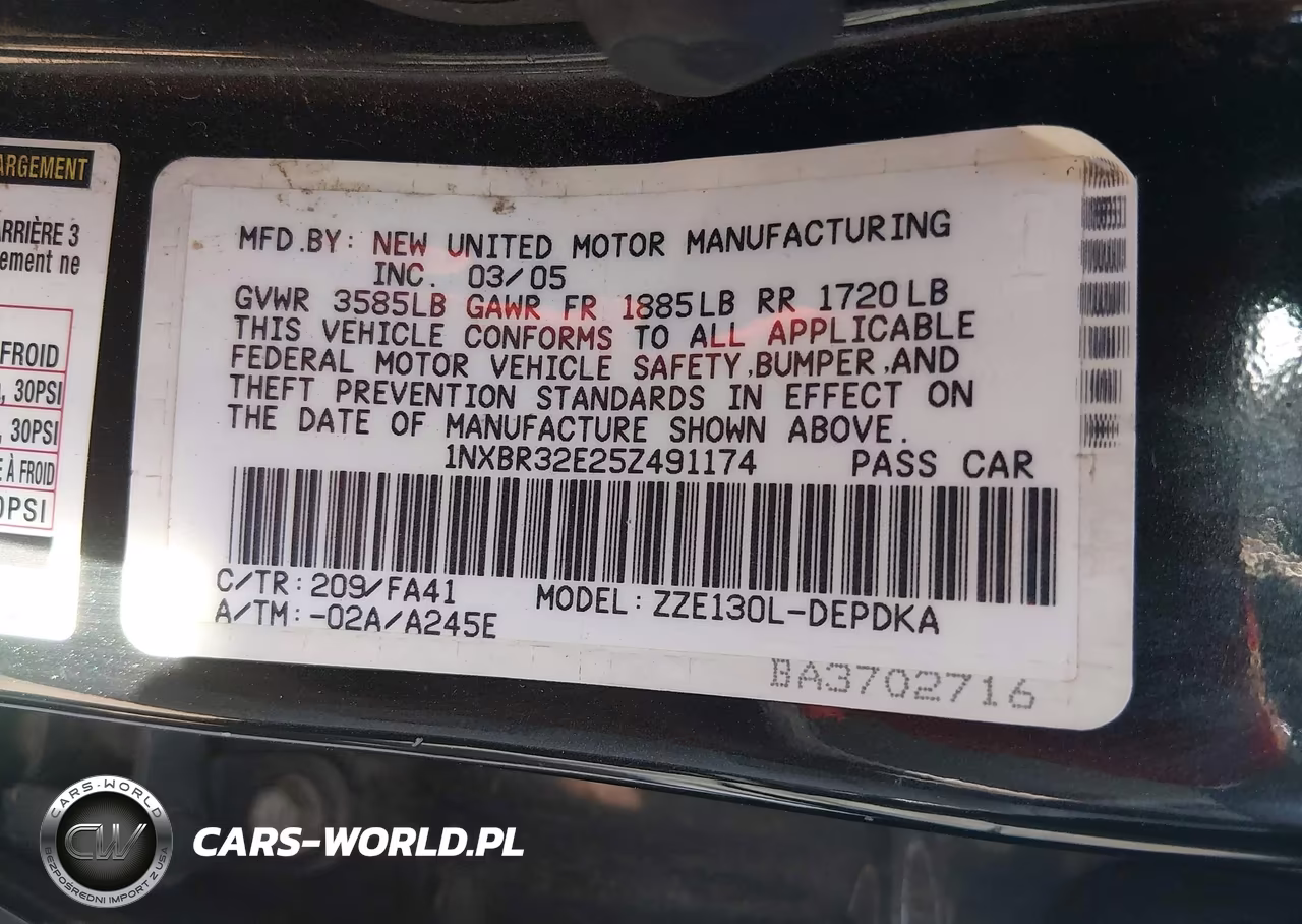 2005 Toyota Corolla Ce VIN:1NXBR32E25Z491174 - 9