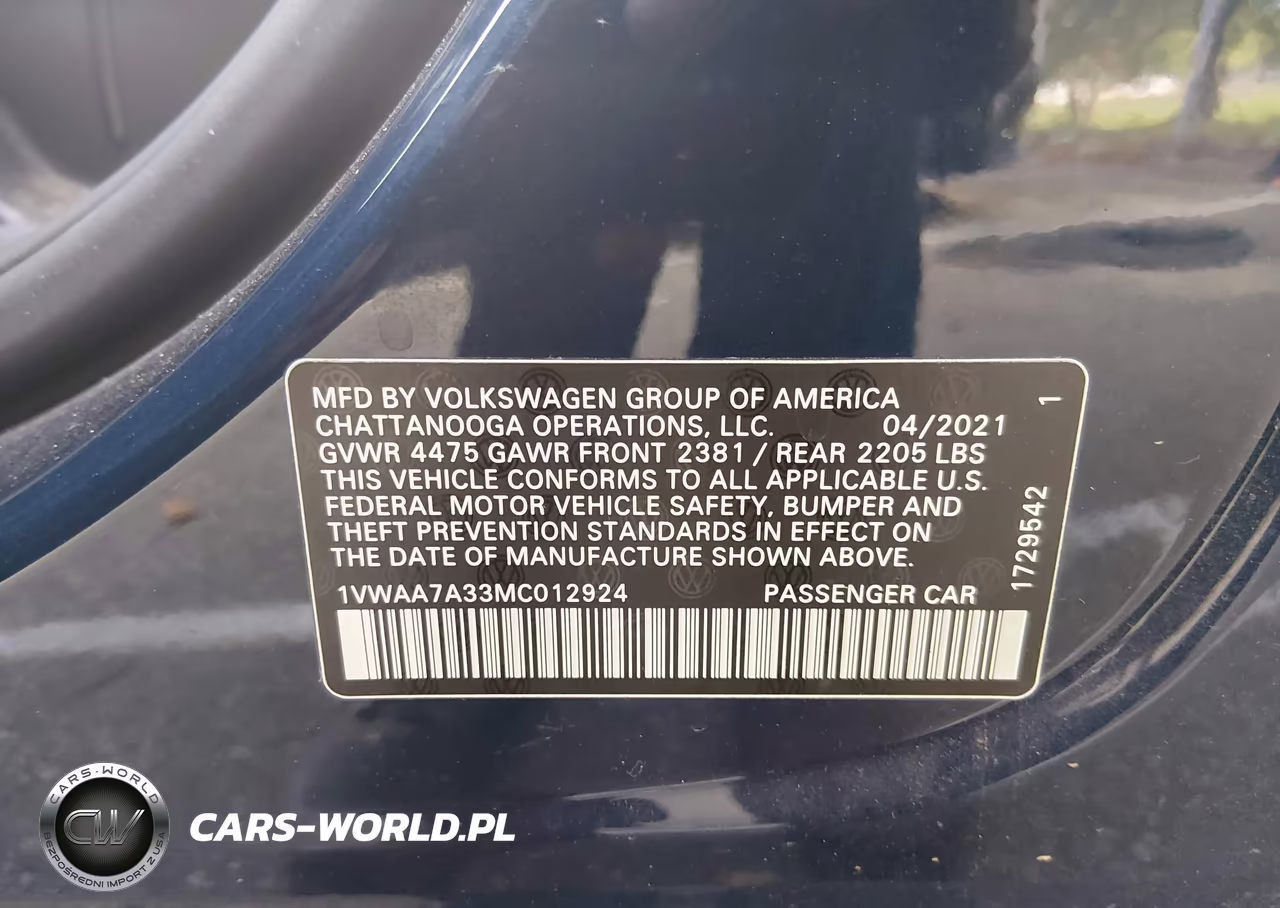2021 Volkswagen Passat 2.0T S VIN:1VWAA7A33MC012924 - 9