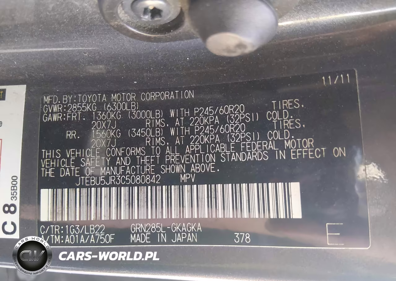 2012 Toyota 4Runner Limited VIN:JTEBU5JR3C5080842 - 9