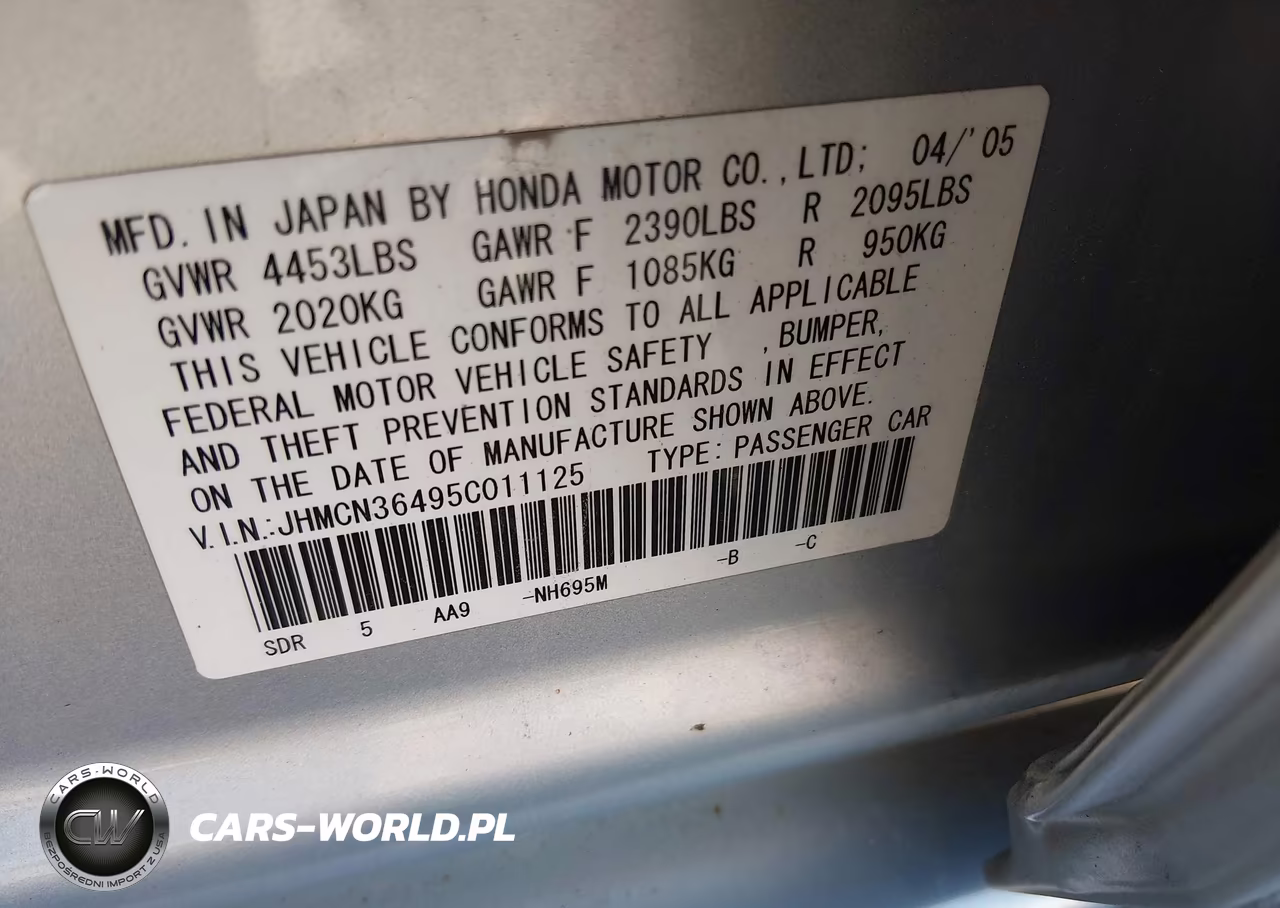 2005 Honda Accord Hybrid Ima VIN:JHMCN36495C011125 - 9