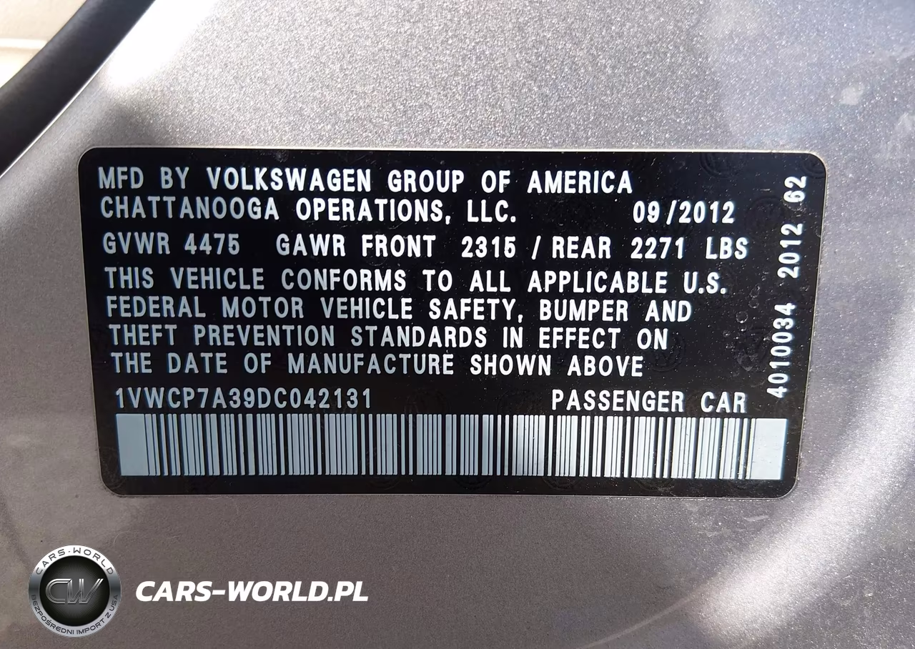 2013 Volkswagen Passat 2.5L Sel Premium VIN:1VWCP7A39DC042131 - 9