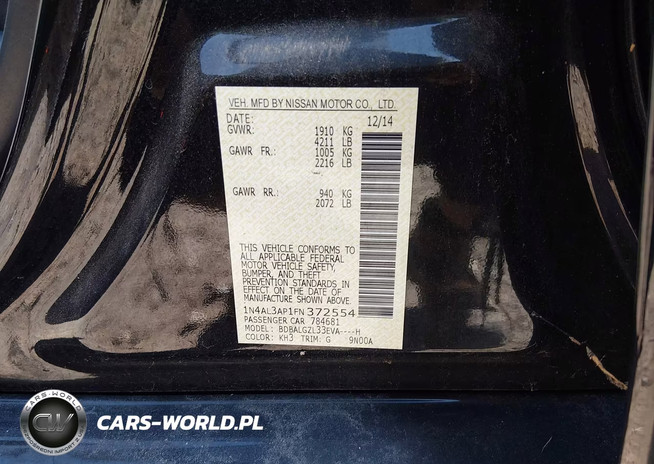 2015 Nissan Altima 2.5 S VIN:1N4AL3AP1FN372554 - 9