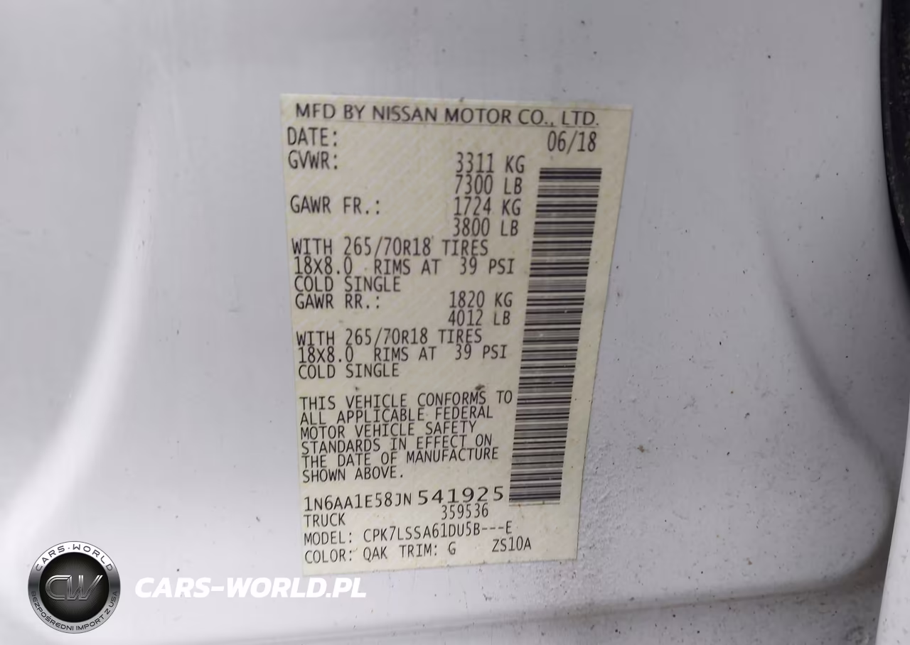 2018 Nissan Titan Sv VIN:1N6AA1E58JN541925 - 9