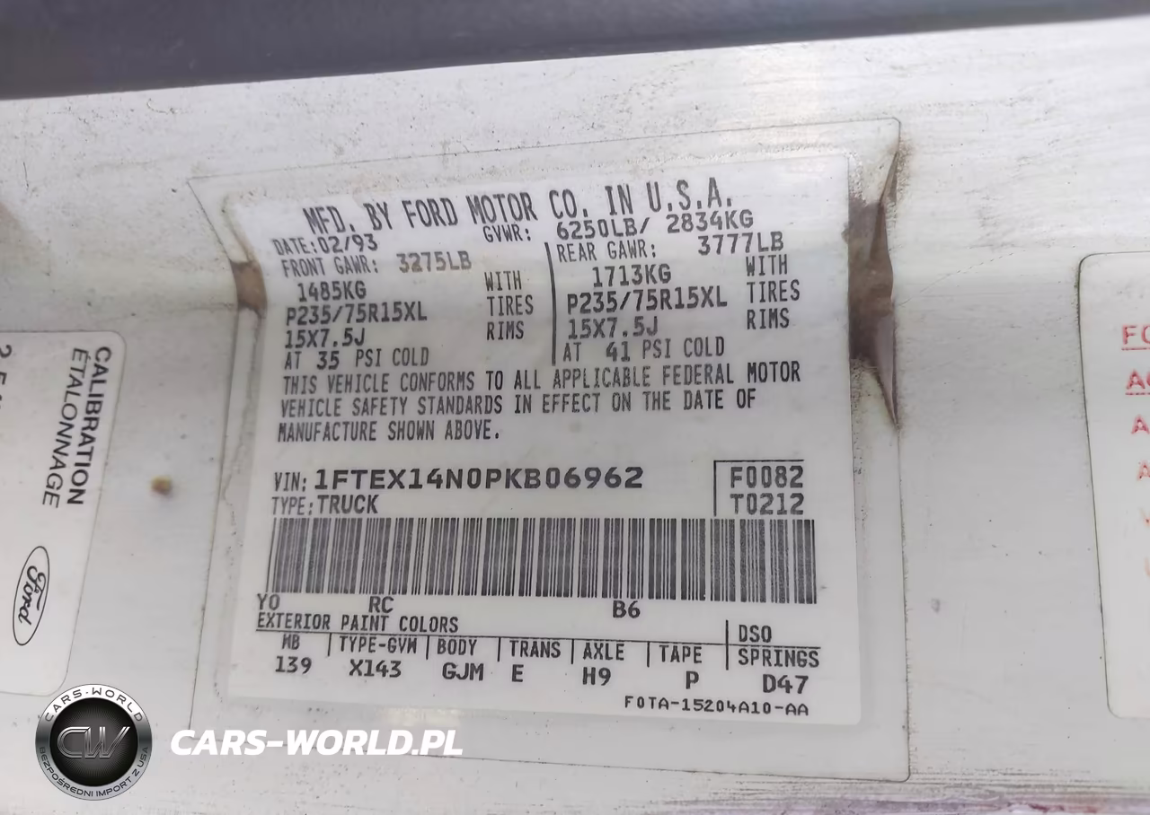 1993 Ford F150 VIN:1FTEX14N0PKB06962 - 9