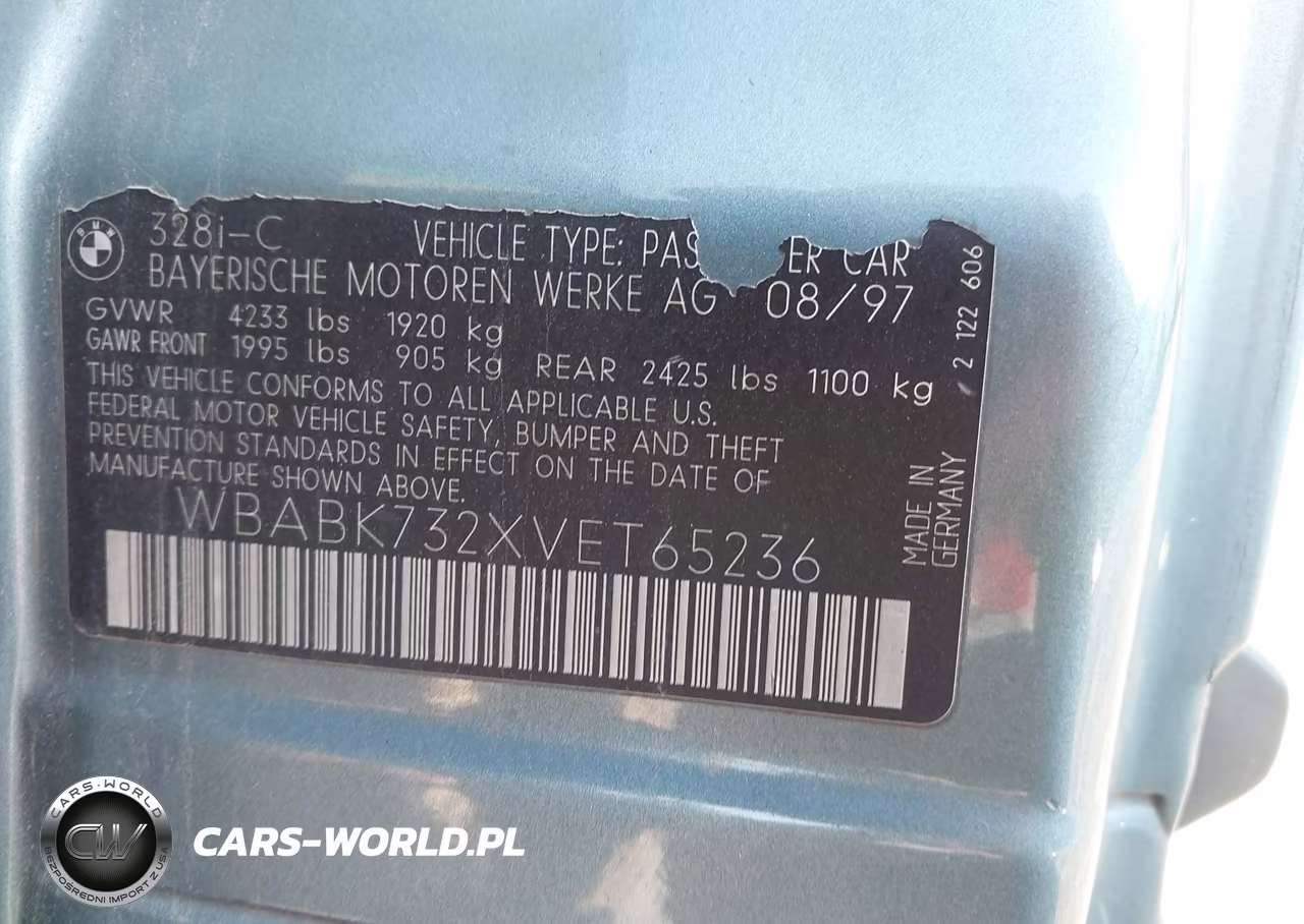 1997 BMW 328Ic VIN:WBABK732XVET65236 - 9