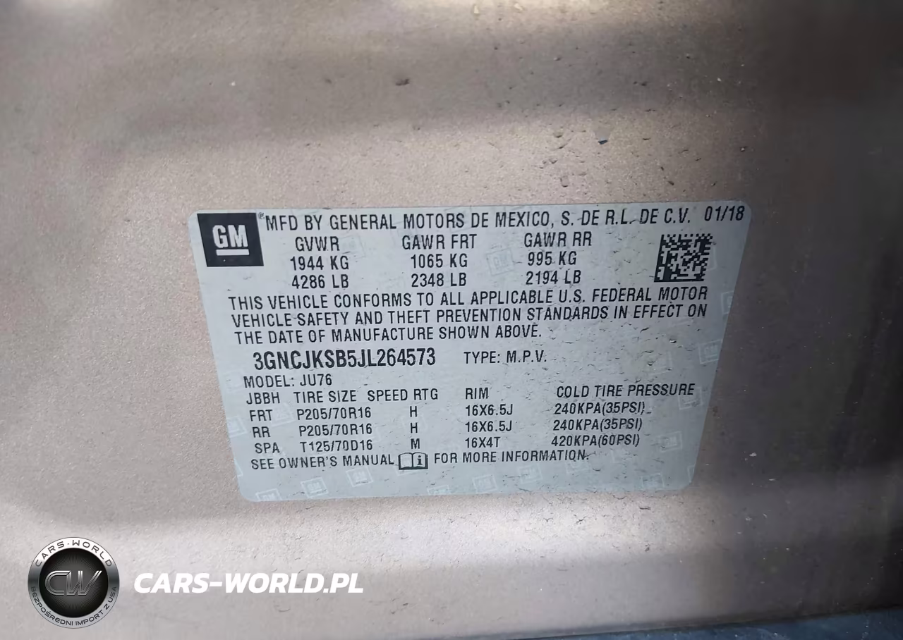 2018 Chevrolet Trax Ls VIN:3GNCJKSB5JL264573 - 9