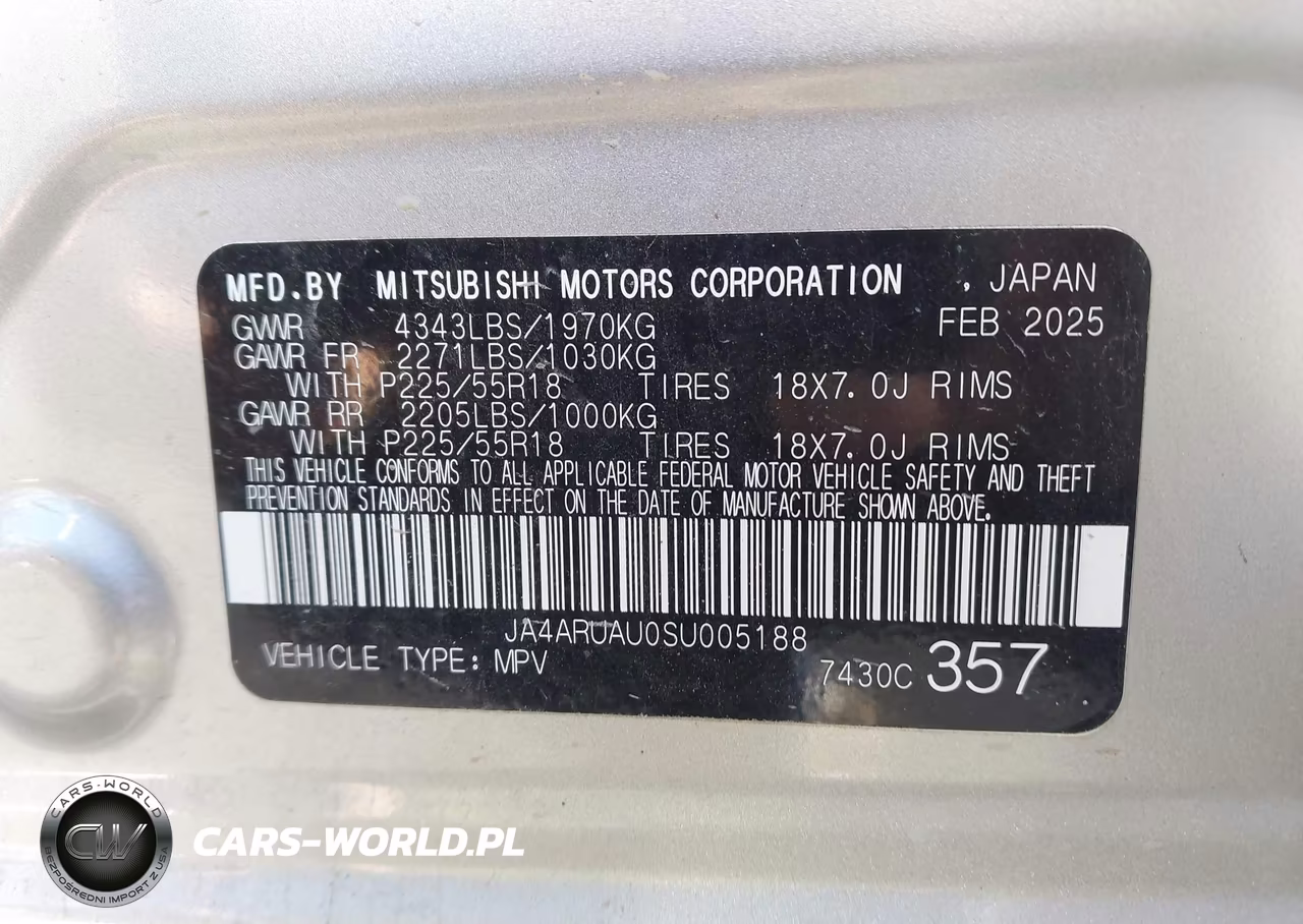 2025 Mitsubishi Outlander Sport 2.0 Es Awc-2.0 Le Awc-2.0 S Awc-2.0 Se Awc-2.0 Trail Edition Awc VIN:JA4ARUAU0SU005188 - 9