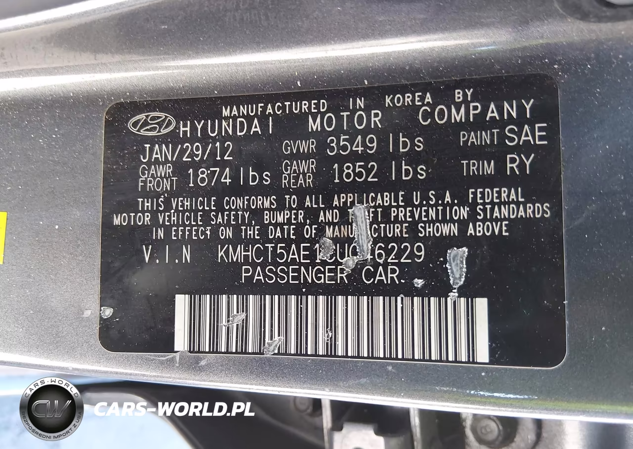 2012 Hyundai Accent Gs VIN:KMHCT5AE1CU046229 - 9
