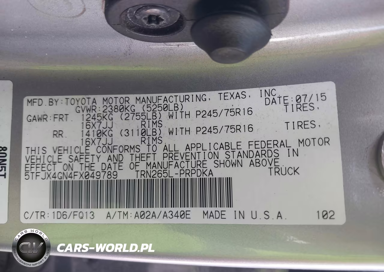 2015 Toyota Tacoma Prerunner VIN:5TFJX4GN4FX049789 - 9