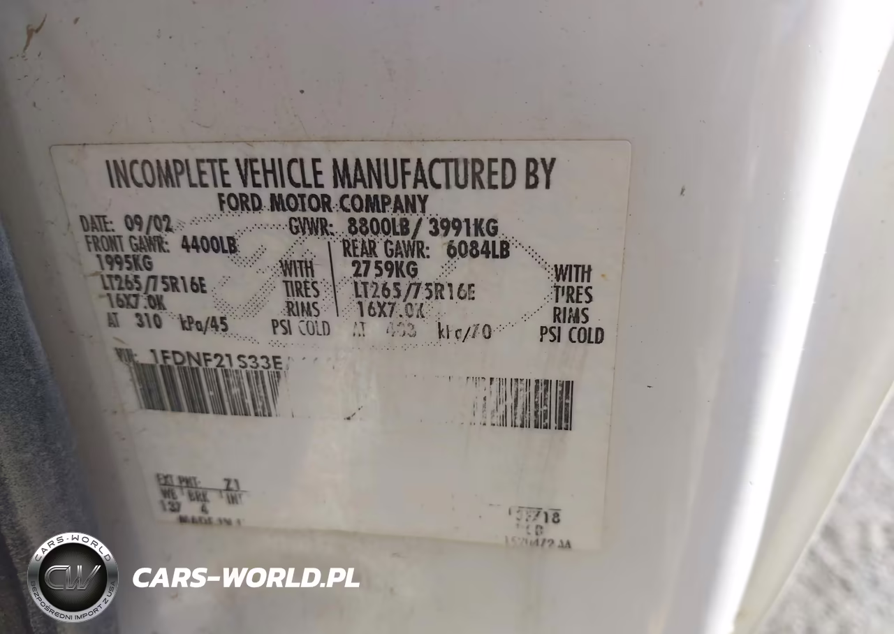 2003 Ford F250 Super Duty VIN:1FDNF21S33EA66674 - 9