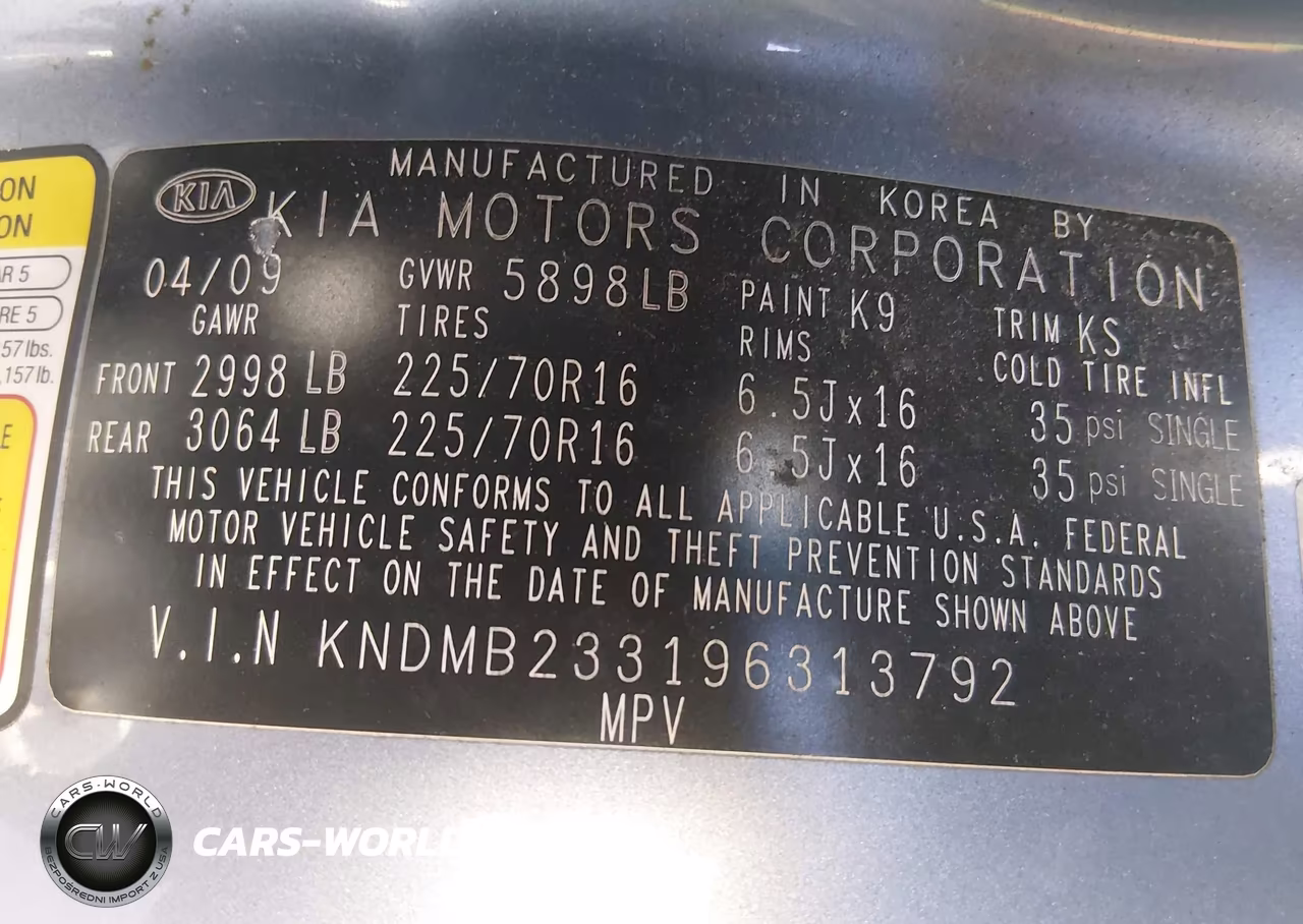 2009 Kia Sedona Lx VIN:KNDMB233196313792 - 9