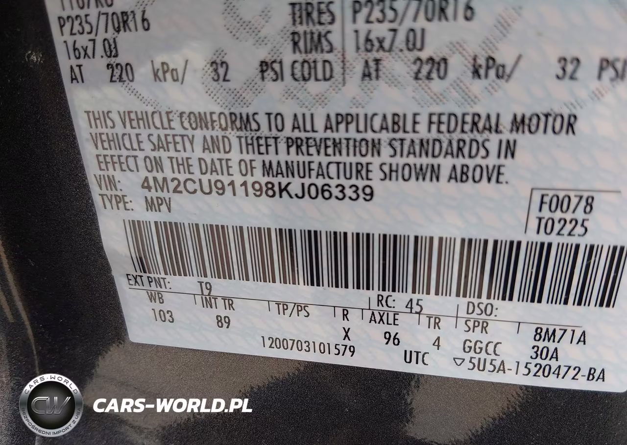2008 Mercury Mariner V6 VIN:4M2CU91198KJ06339 - 9