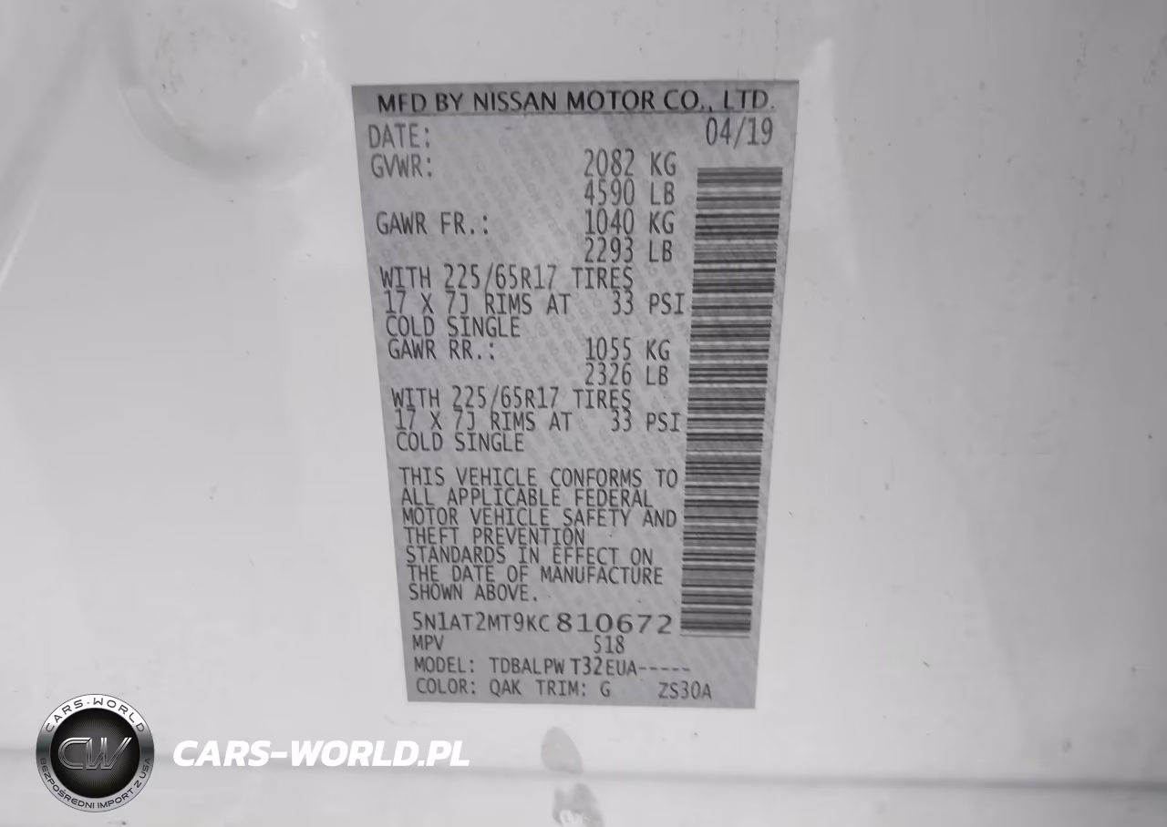 2019 Nissan Rogue S VIN:5N1AT2MT9KC810672 - 9
