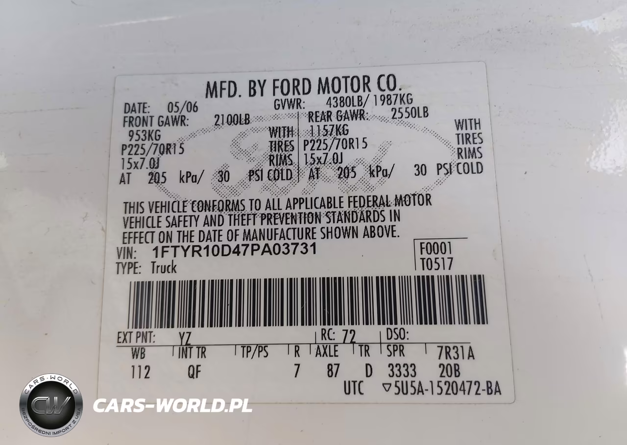 2007 Ford Ranger Stx-Xl-Xlt VIN:1FTYR10D47PA03731 - 9
