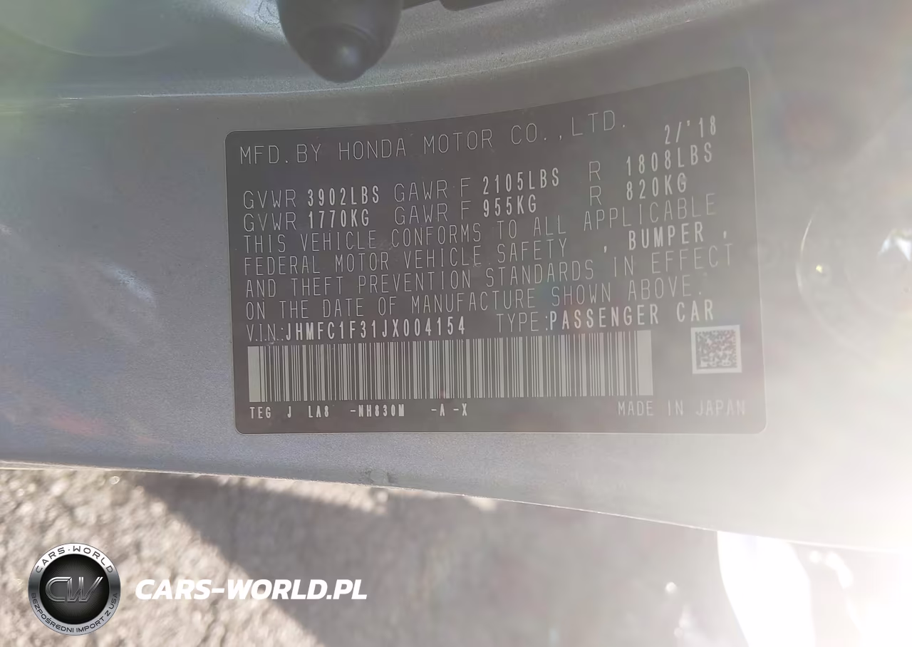 2018 Honda Civic Ex-T VIN:JHMFC1F31JX004154 - 9