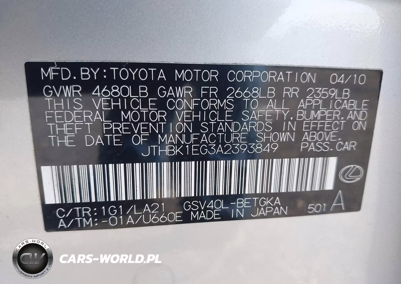 2010 Lexus Es 350 VIN:JTHBK1EG3A2393849 - 9