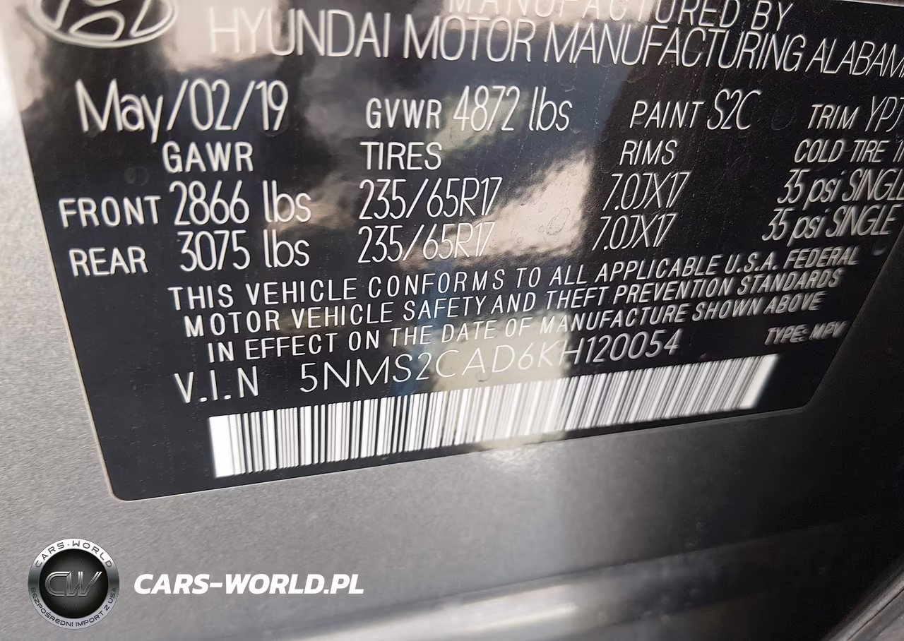2019 Hyundai Santa Fe Se VIN:5NMS2CAD6KH120054 - 9