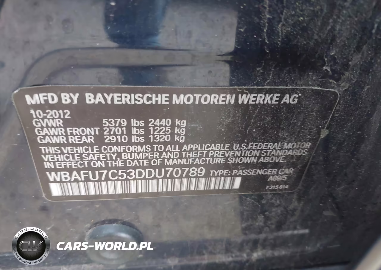 2013 BMW 535I xDrive VIN:WBAFU7C53DDU70789 - 9