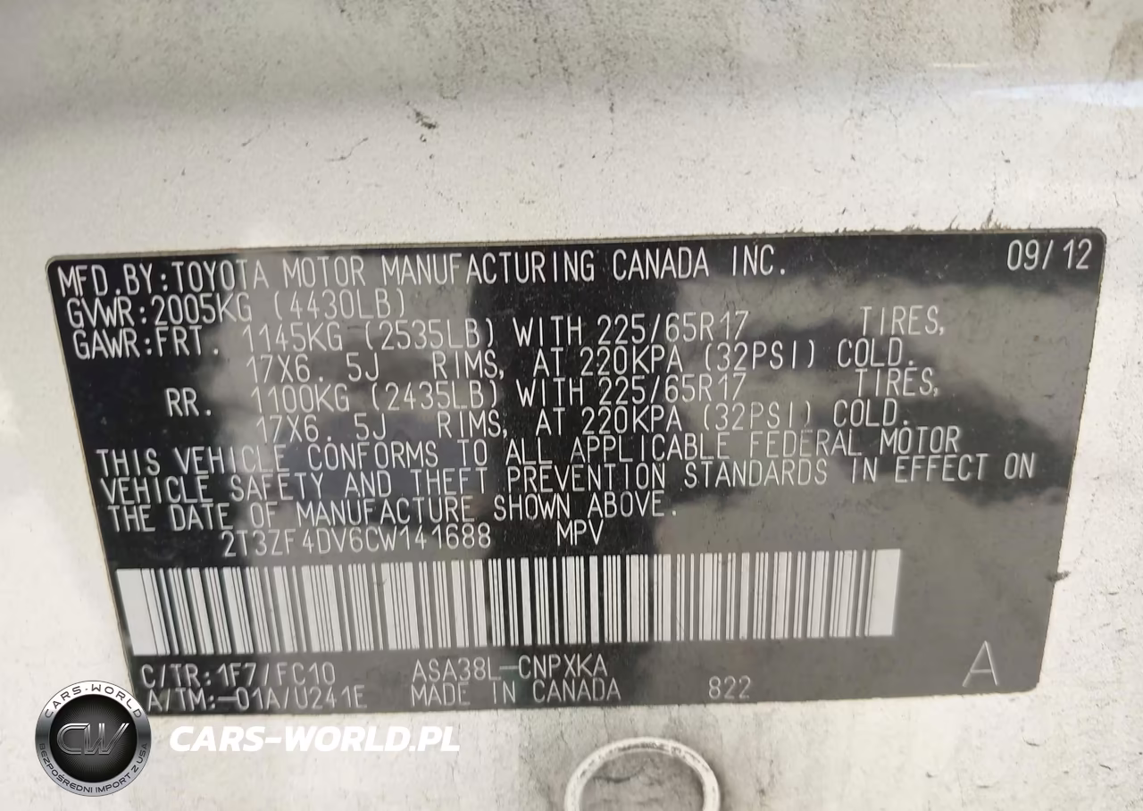 2012 Toyota Rav4 VIN:2T3ZF4DV6CW141688 - 9