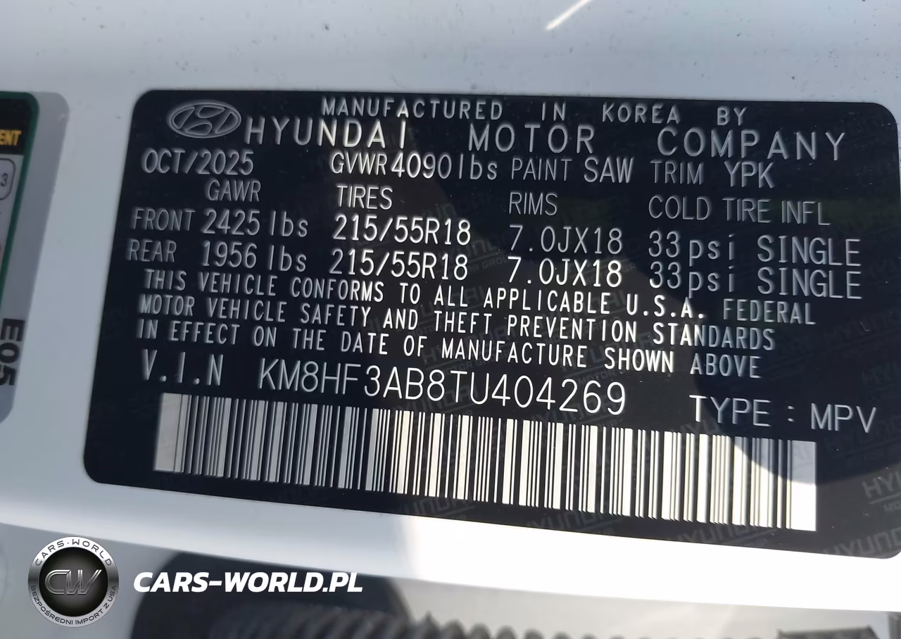 2026 Hyundai Kona Sel Sport VIN:KM8HF3AB8TU404269 - 9