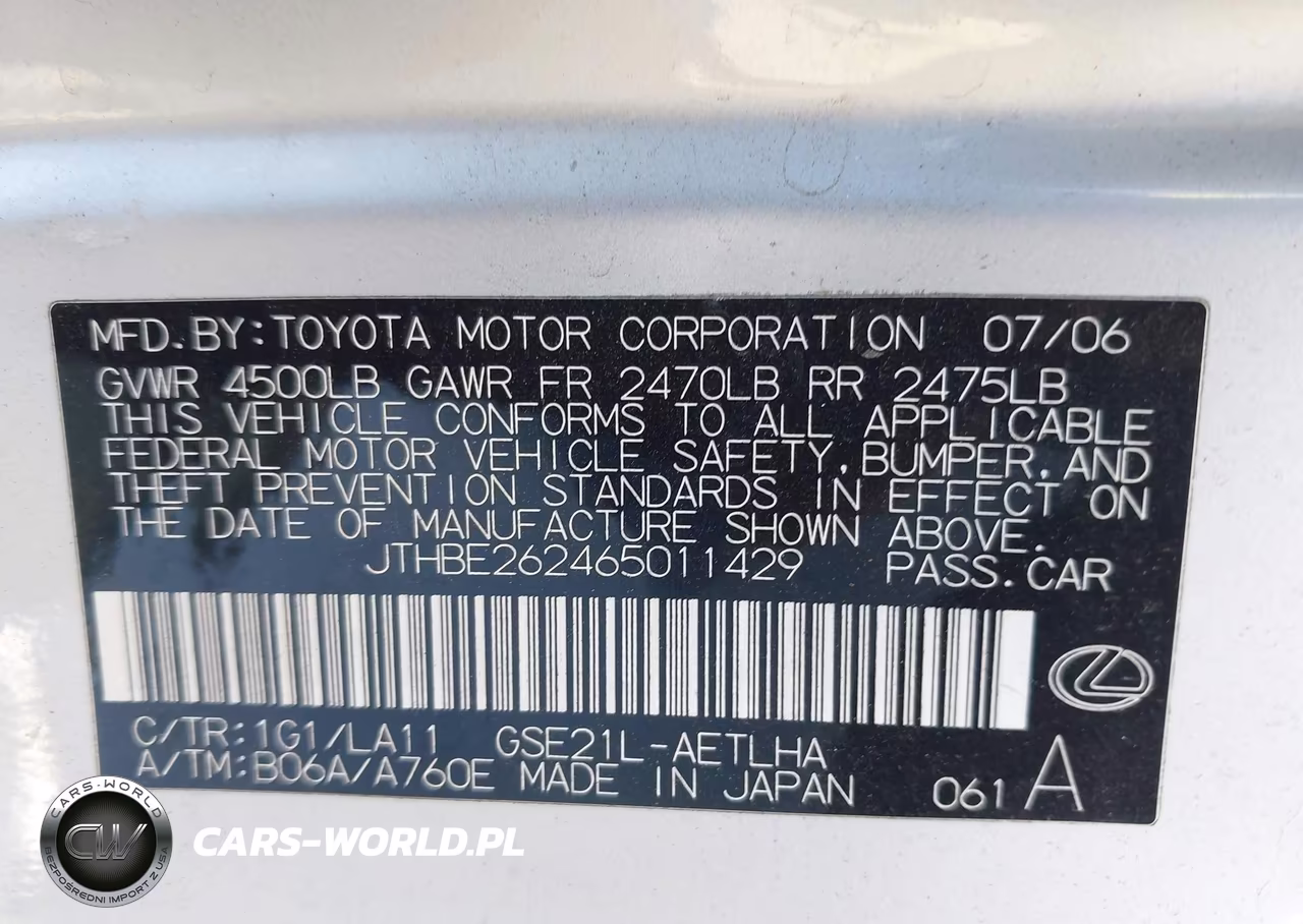 2006 Lexus Is 350 VIN:JTHBE262465011429 - 9