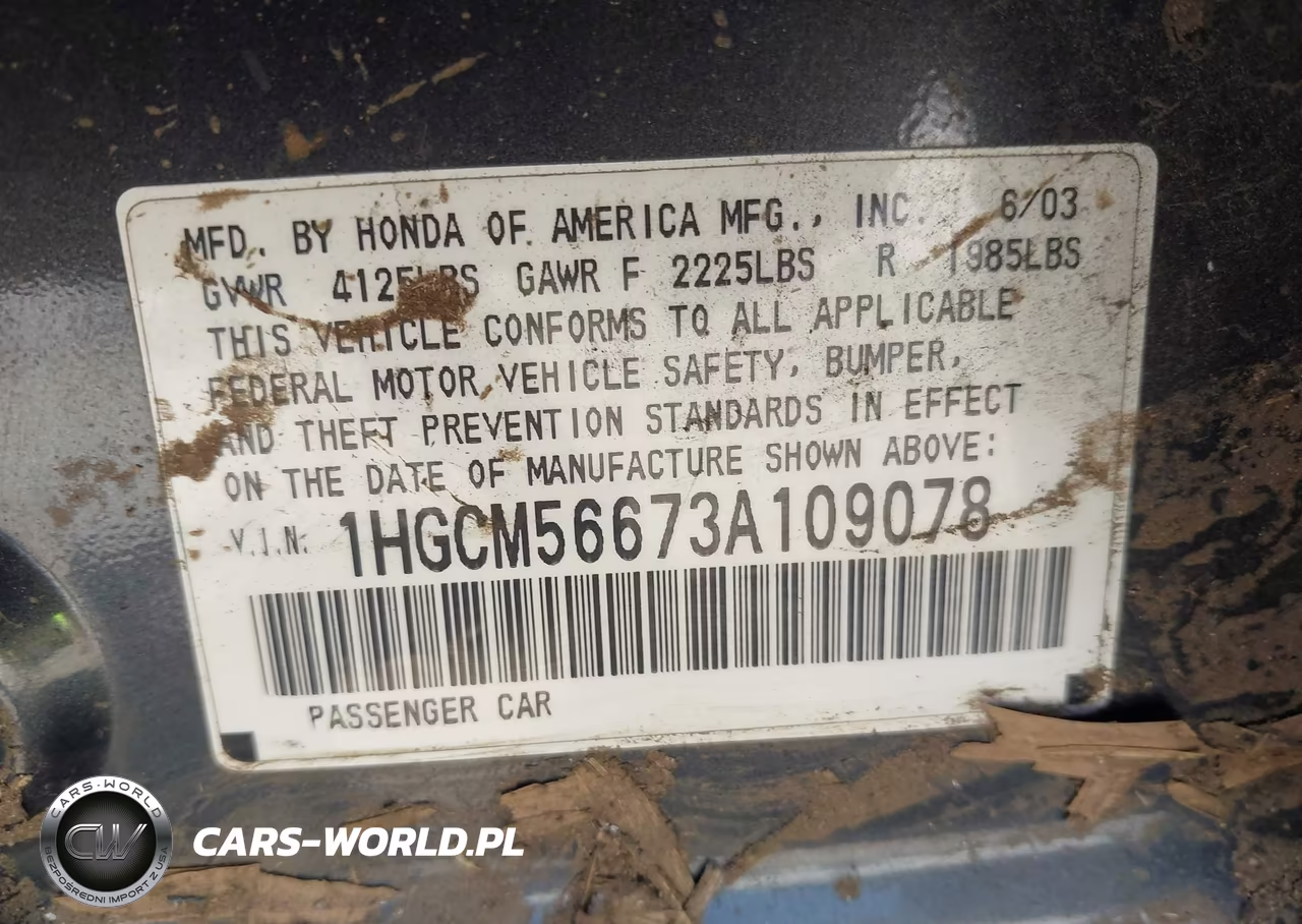2003 Honda Accord 2.4 Ex VIN:1HGCM56673A109078 - 9