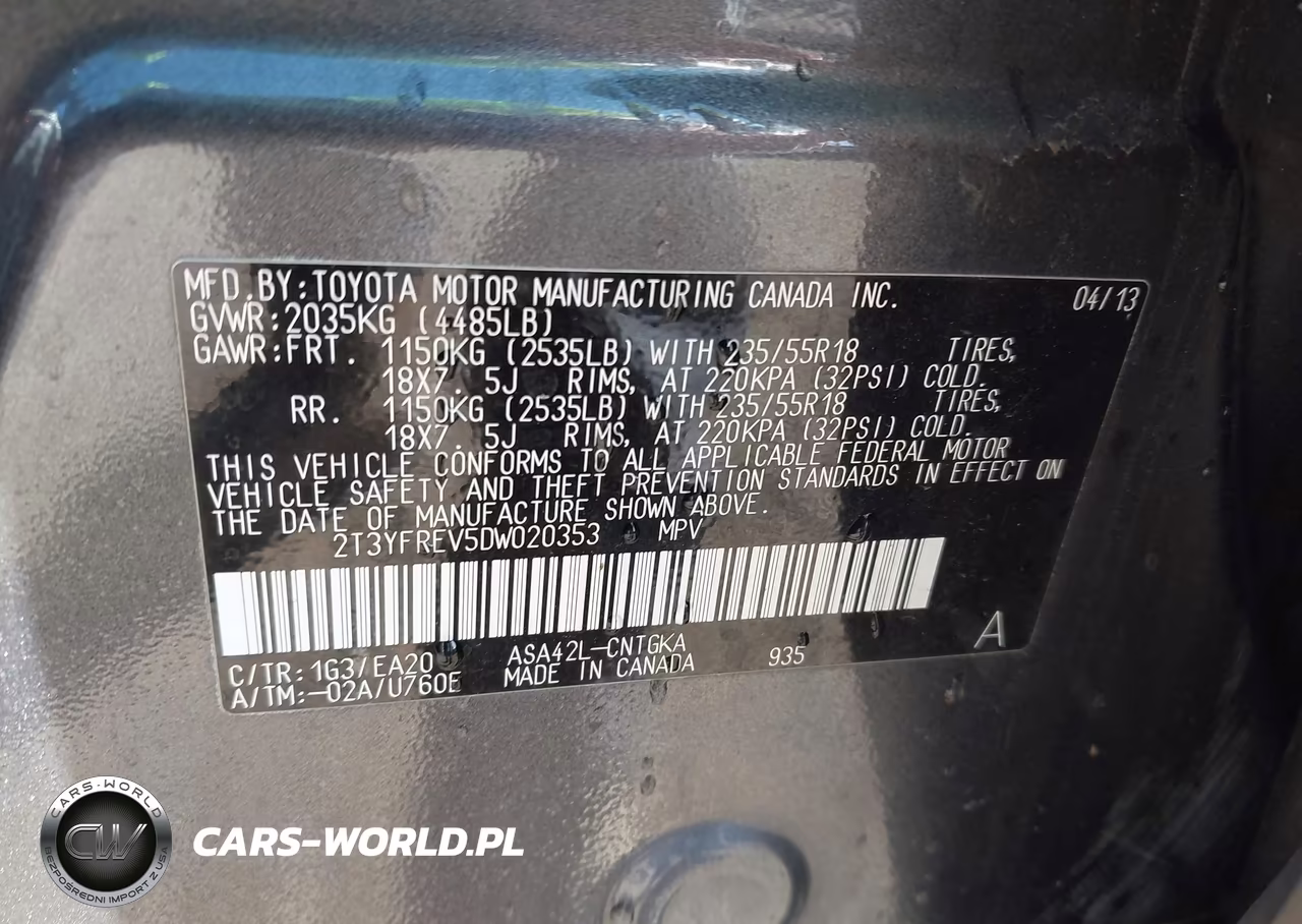 2013 Toyota Rav4 Limited VIN:2T3YFREV5DW020353 - 9