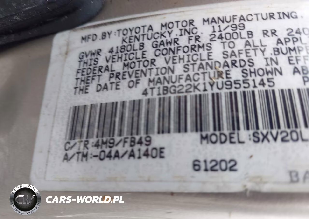 2000 Toyota Camry Le VIN:4T1BG22K1YU955145 - 9
