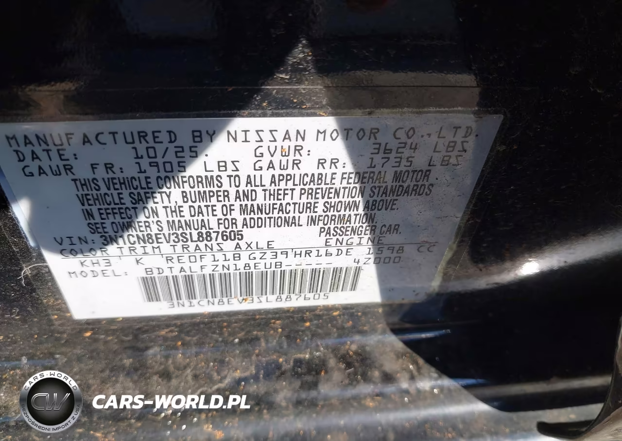 2025 Nissan Versa 1.6 Sv VIN:3N1CN8EV3SL887605 - 9